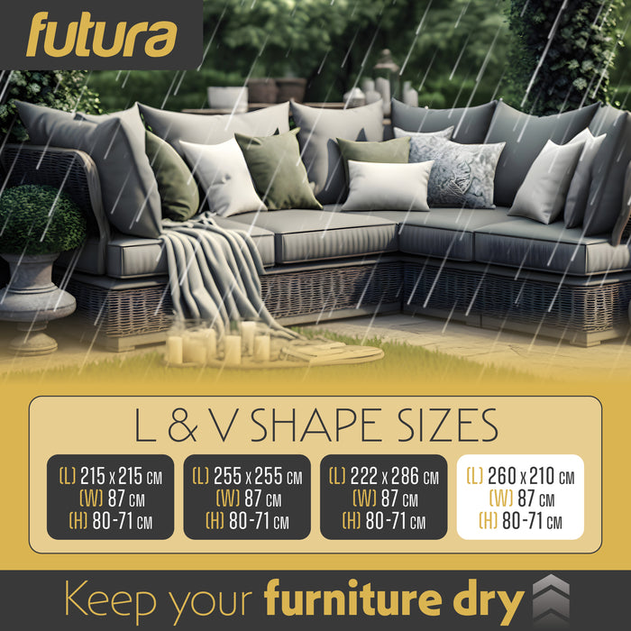 Futura Garden Furniture Cover Weatherproof 260 x 210 x 87 x 80cm V Shaped Heavy Duty Rip Resistant Oxford Fabric