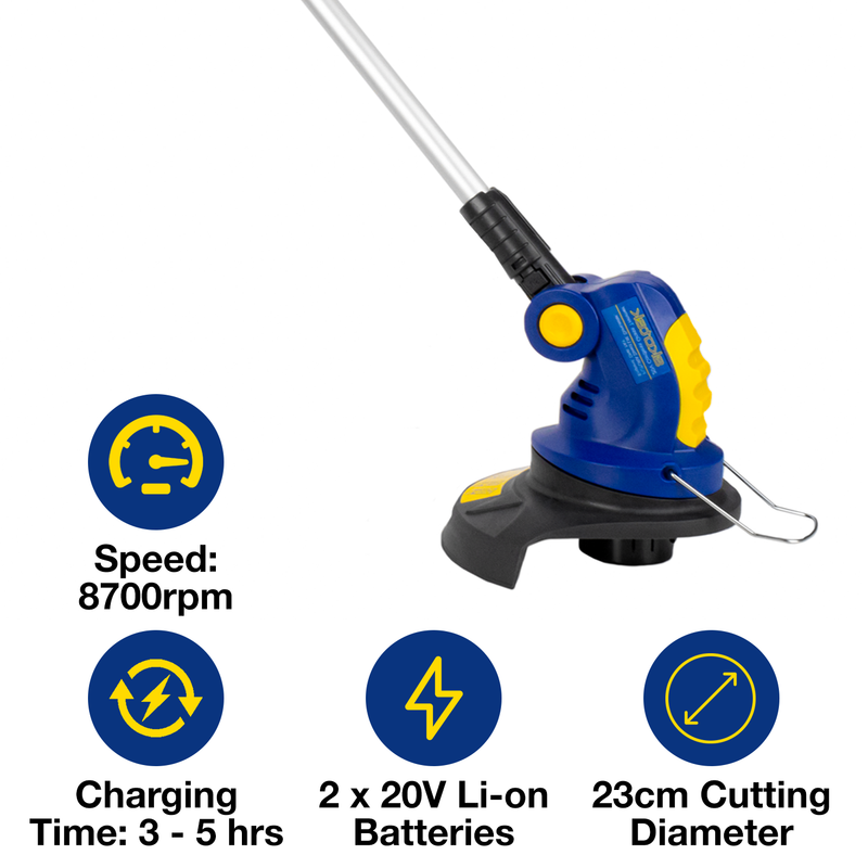 Skotek Cordless Grass Strimmer | 20V 3 Spools with 2 Batteries
