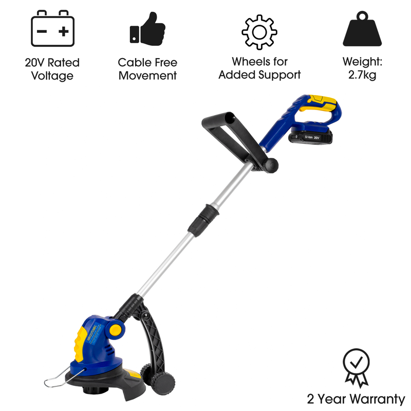 Skotek Cordless Grass Strimmer | 20V 3 Spools with 2 Batteries