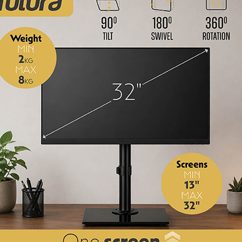Futura Single Monitor Stand 13 to 32 Inch | Freestanding Mount Supports 8kg