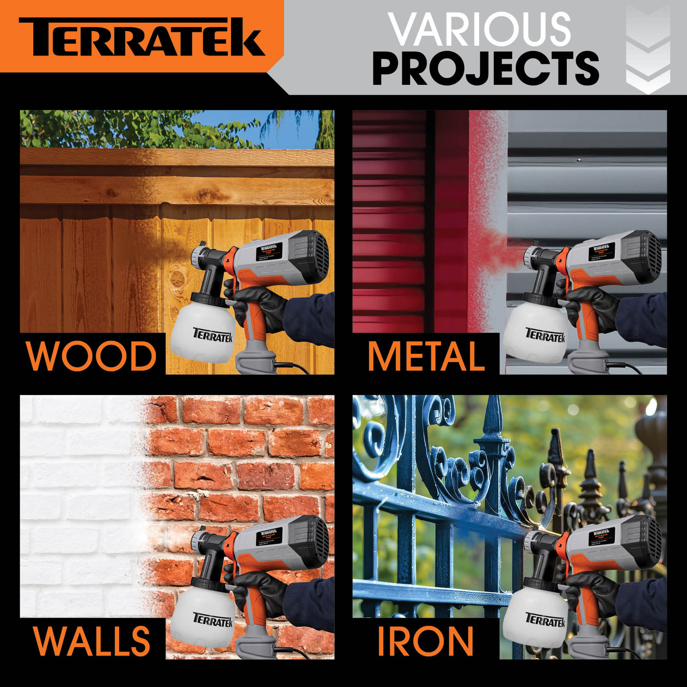 Terratek 600W Electric Fence Paint Sprayer 1200ML Paint Pot — Futura Direct