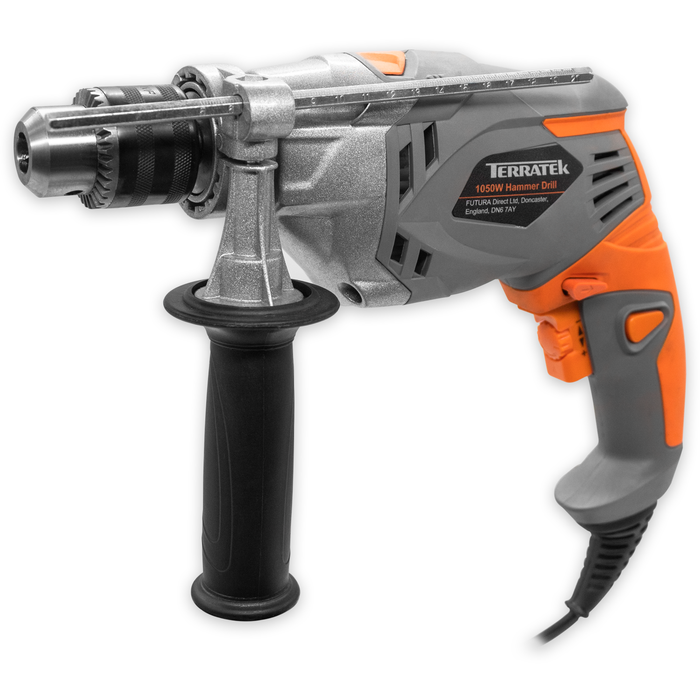Terratek 1050W Hammer Drill, Powerful Variable Speed Electric Drill