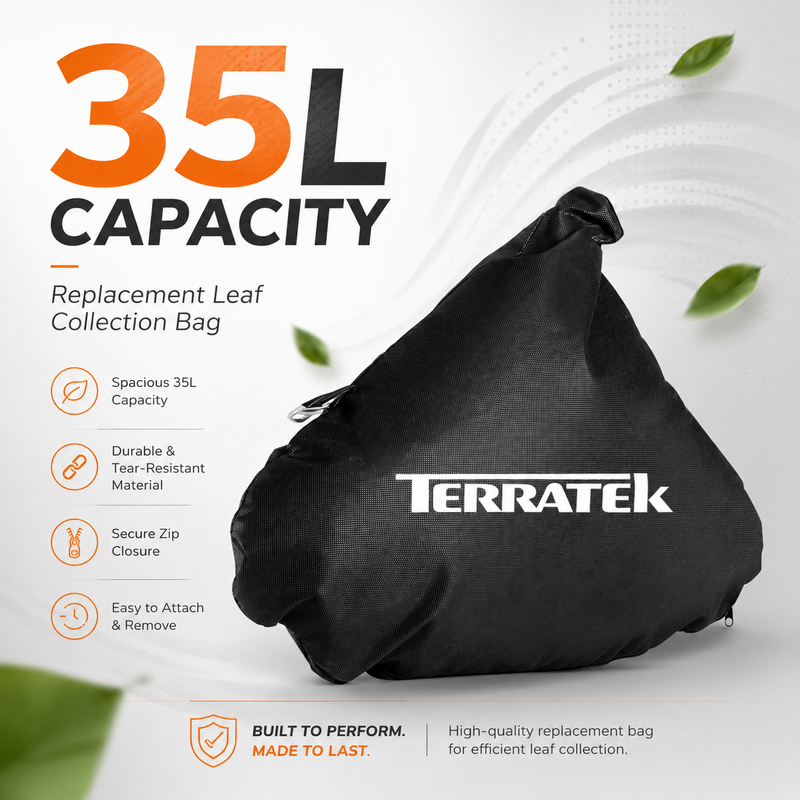 Terratek Replacement Leaf Collection Bag | 35L Leaf Bag for Terratek Leaf Blower Vacuum