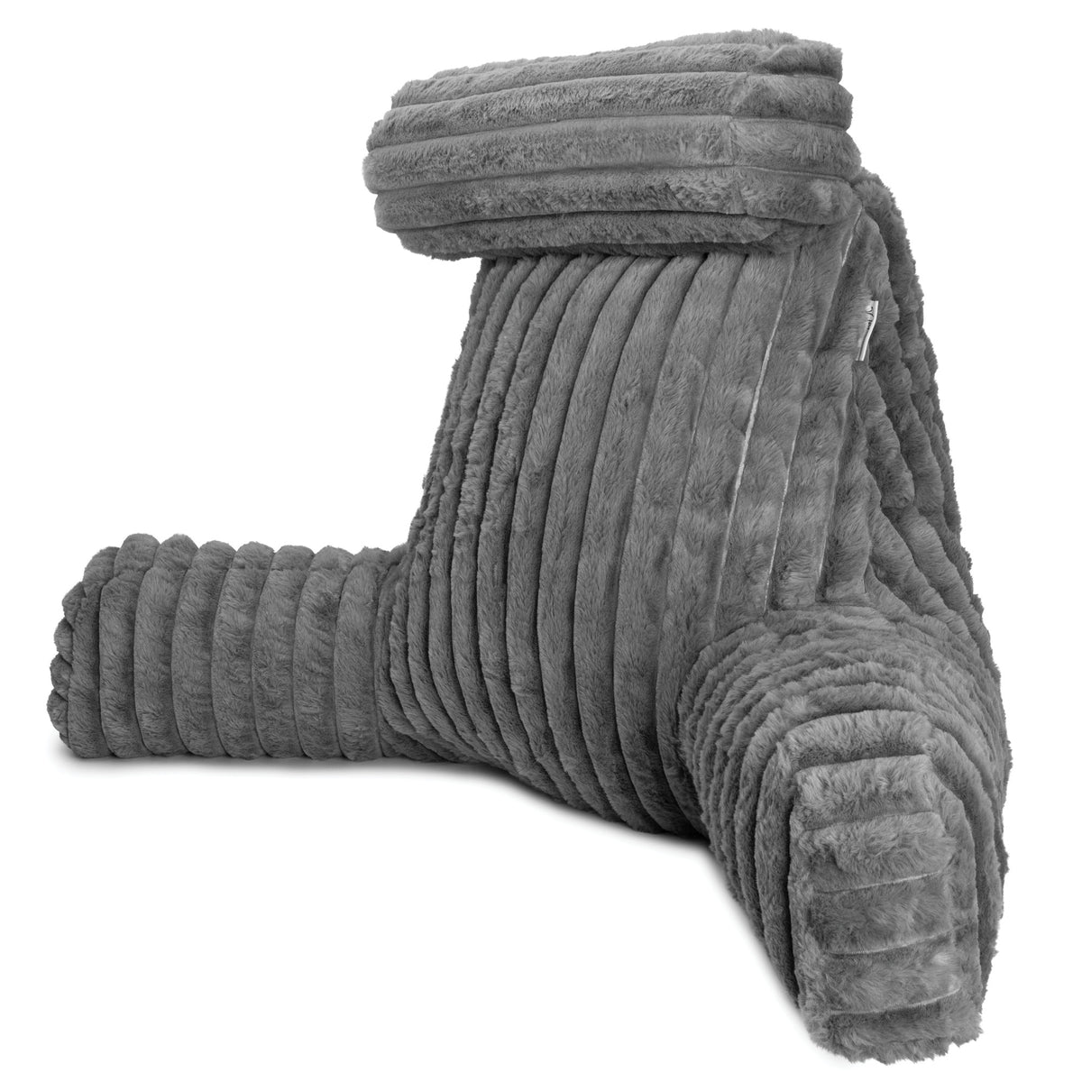 Aamira X Large Cuddle Cushion Grey | Faux Fur Reading Pillow Back Supp ...