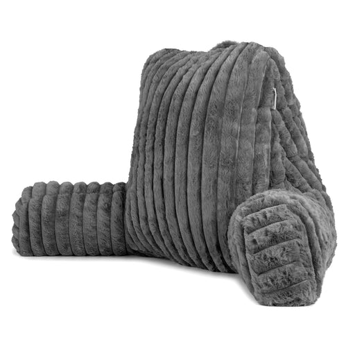 Futura Direct Aamira Grey Large Reading Pillow Faux Fur Shredded Memory Foam