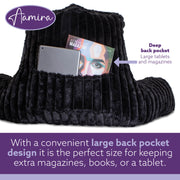 Aamira Aamira Large Cuddle Cushion Black | Faux Fur Reading Pillow Back Support