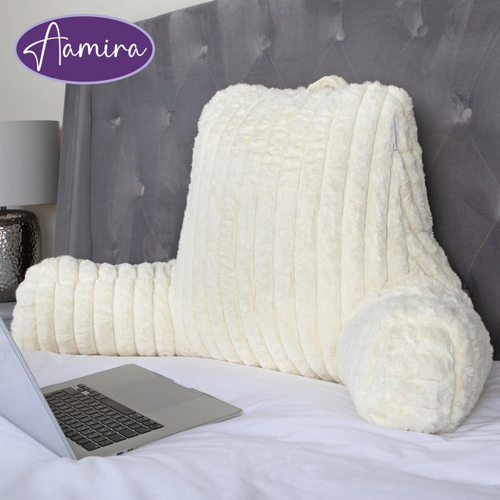 Aamira Aamira Large Cuddle Cushion Cream | Faux Fur Reading Pillow Back Support