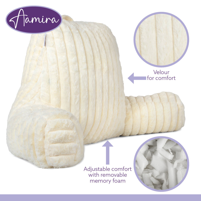 Aamira Aamira Large Cuddle Cushion Cream | Faux Fur Reading Pillow Back Support