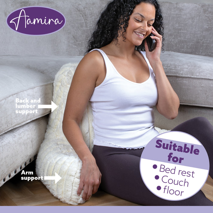 Aamira Aamira Large Cuddle Cushion Cream | Faux Fur Reading Pillow Back Support