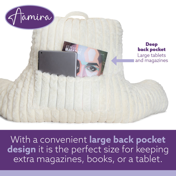 Aamira Aamira Large Cuddle Cushion Cream | Faux Fur Reading Pillow Back Support