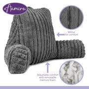 Aamira Aamira Large Cuddle Cushion Grey | Faux Fur Reading Pillow Back Support