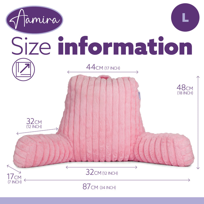 Aamira Aamira Large Cuddle Cushion Pink | Faux Fur Reading Pillow Back Support