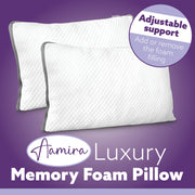Aamira Aamira Memory Foam Luxury Pillow Twin Pack | Neck & Shoulder Side Sleeper Support