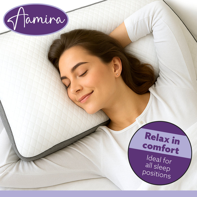 Aamira Aamira Memory Foam Luxury Pillow Twin Pack | Neck & Shoulder Side Sleeper Support