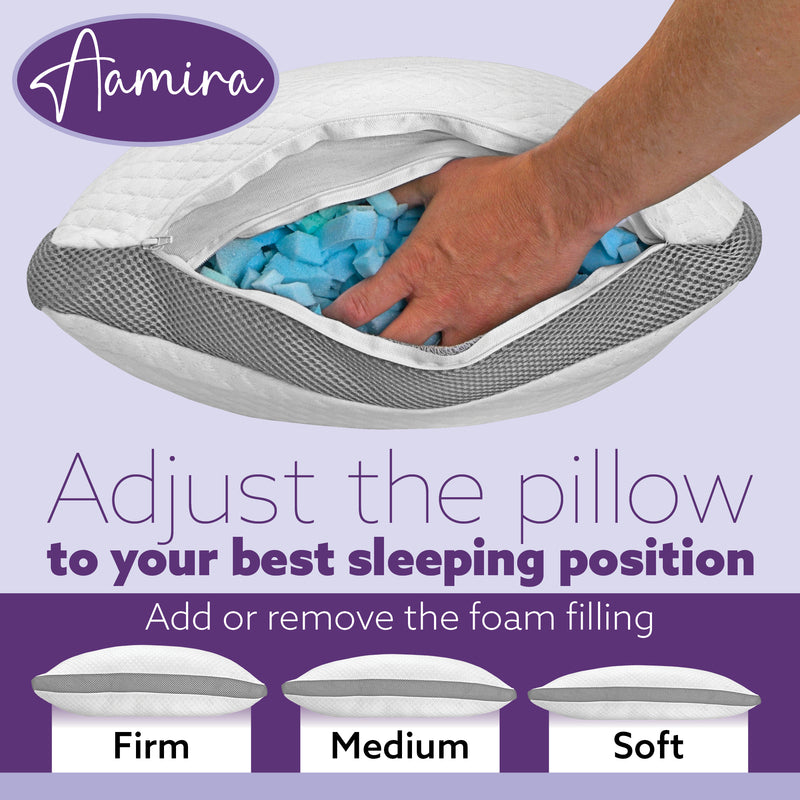 Aamira Aamira Memory Foam Luxury Pillow Twin Pack | Neck & Shoulder Side Sleeper Support