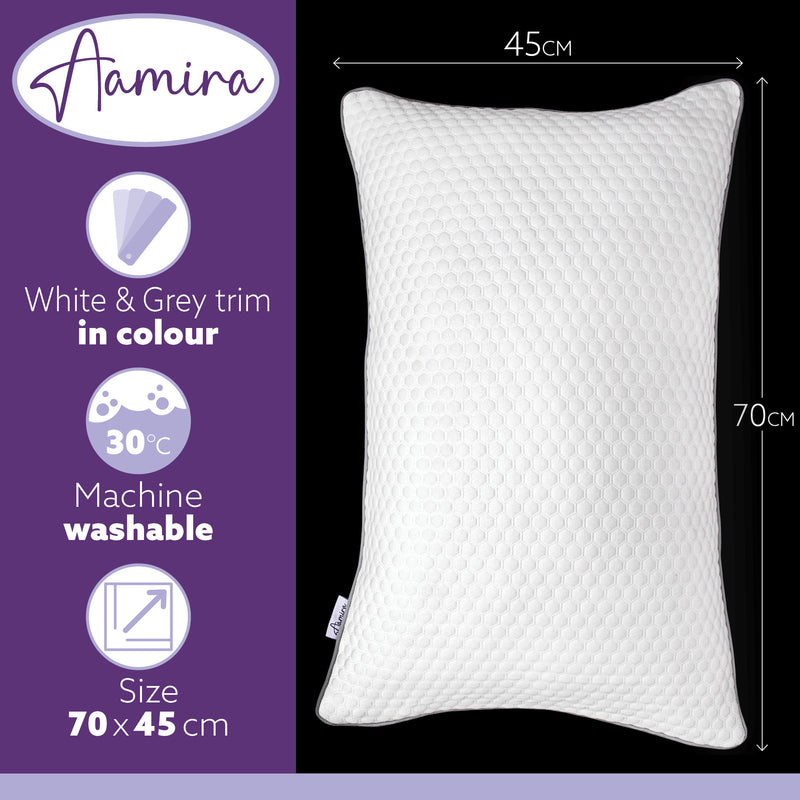 Aamira Aamira Memory Foam Premium Pillow Twin Pack | Neck & Shoulder Side Sleeper Support