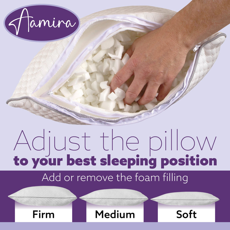 Aamira Aamira Memory Foam Premium Pillow Twin Pack | Neck & Shoulder Side Sleeper Support