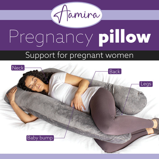 Aamira Aamira Pregnancy Memory Foam Maternity Pillow U Shaped Grey