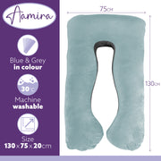 Aamira Aamira Pregnancy Pillow | Blue Memory Foam Maternity Cushion U Shaped