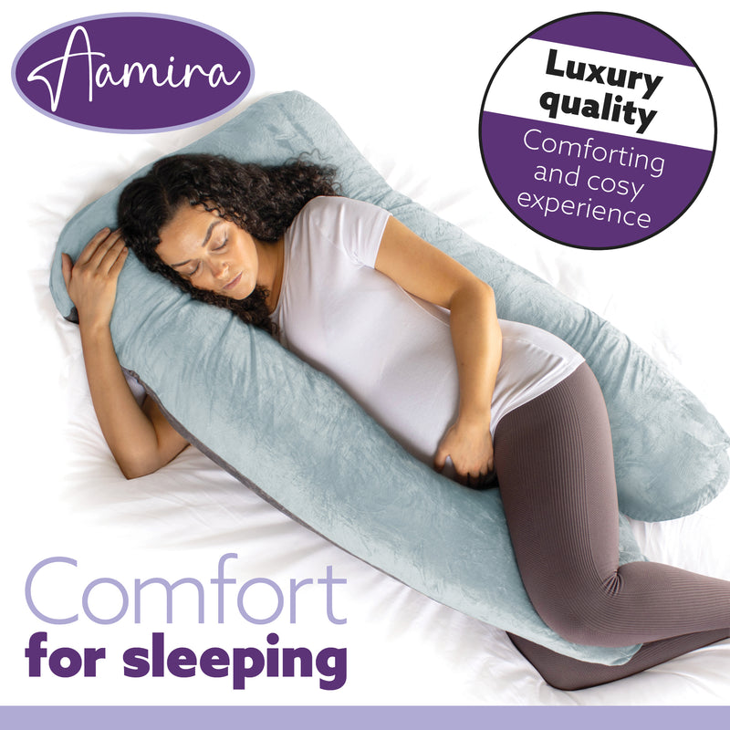Aamira Aamira Pregnancy Pillow | Blue Memory Foam Maternity Cushion U Shaped