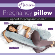 Aamira Aamira Pregnancy Pillow | Blue Memory Foam Maternity Cushion U Shaped