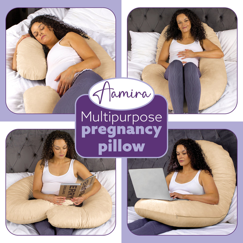 Aamira Aamira Pregnancy Pillow | Cream Memory Foam Maternity Cushion C Shaped