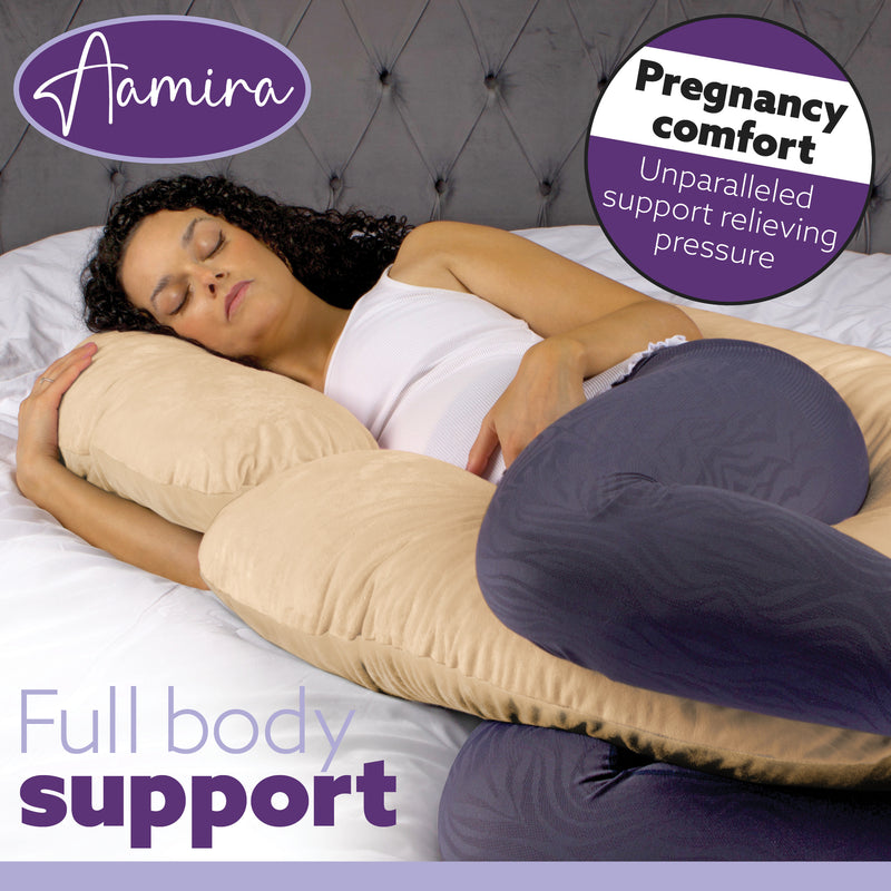 Aamira Aamira Pregnancy Pillow | Cream Memory Foam Maternity Cushion C Shaped