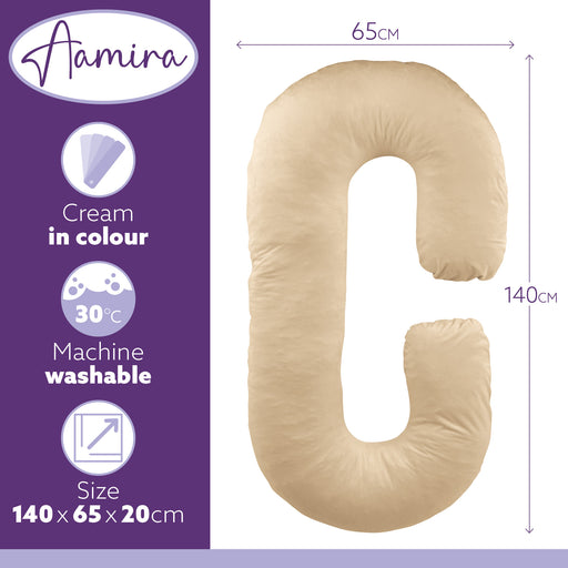 Aamira Aamira Pregnancy Pillow | Cream Memory Foam Maternity Cushion C Shaped