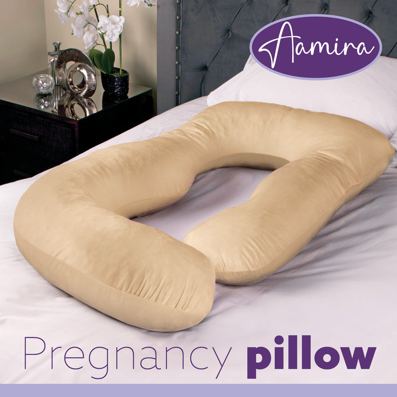 Aamira Aamira Pregnancy Pillow | Cream Memory Foam Maternity Cushion J Shaped
