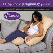 Aamira Aamira Pregnancy Pillow | Cream Memory Foam Maternity Cushion J Shaped