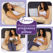 Aamira Aamira Pregnancy Pillow | Cream Memory Foam Maternity Cushion J Shaped