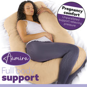 Aamira Aamira Pregnancy Pillow | Cream Memory Foam Maternity Cushion J Shaped