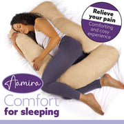 Aamira Aamira Pregnancy Pillow | Cream Memory Foam Maternity Cushion J Shaped