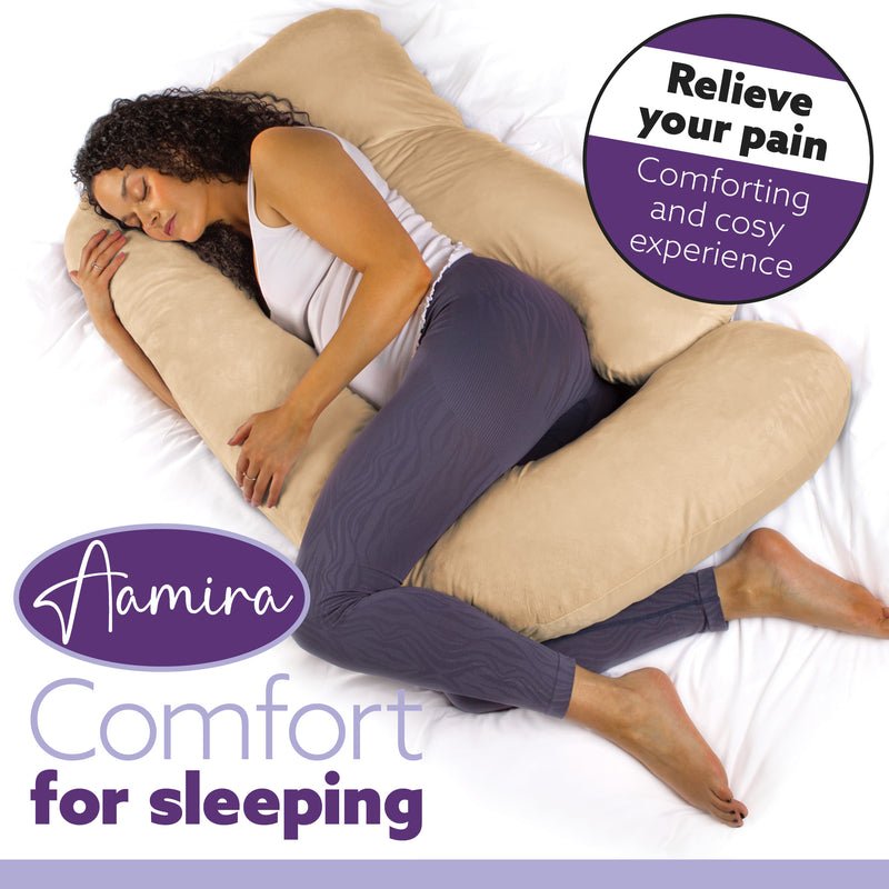 Aamira Aamira Pregnancy Pillow | Cream Memory Foam Maternity Cushion J Shaped