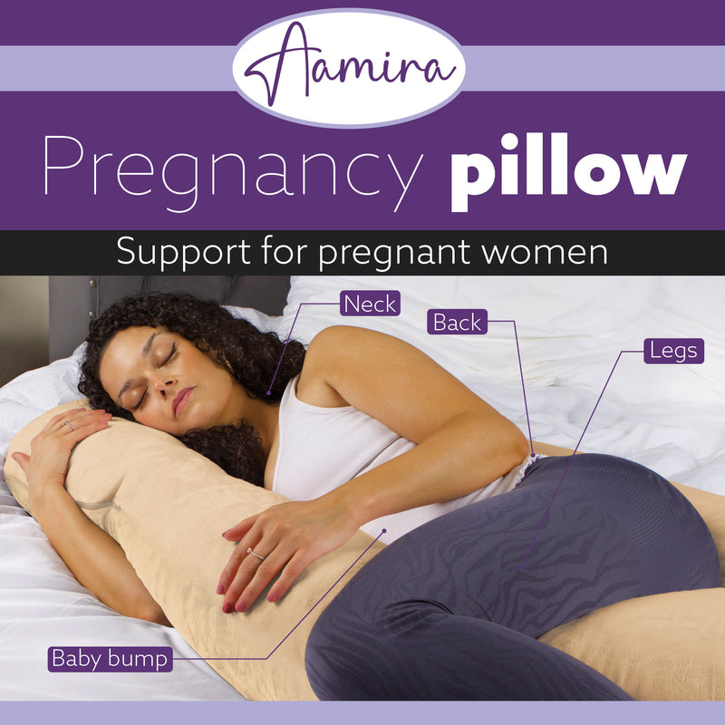 Aamira Aamira Pregnancy Pillow | Cream Memory Foam Maternity Cushion J Shaped