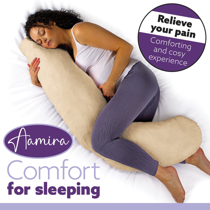 Aamira Aamira Pregnancy Pillow | Cream Memory Foam Maternity Cushion L Shaped