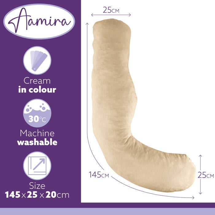 Aamira Aamira Pregnancy Pillow | Cream Memory Foam Maternity Cushion L Shaped