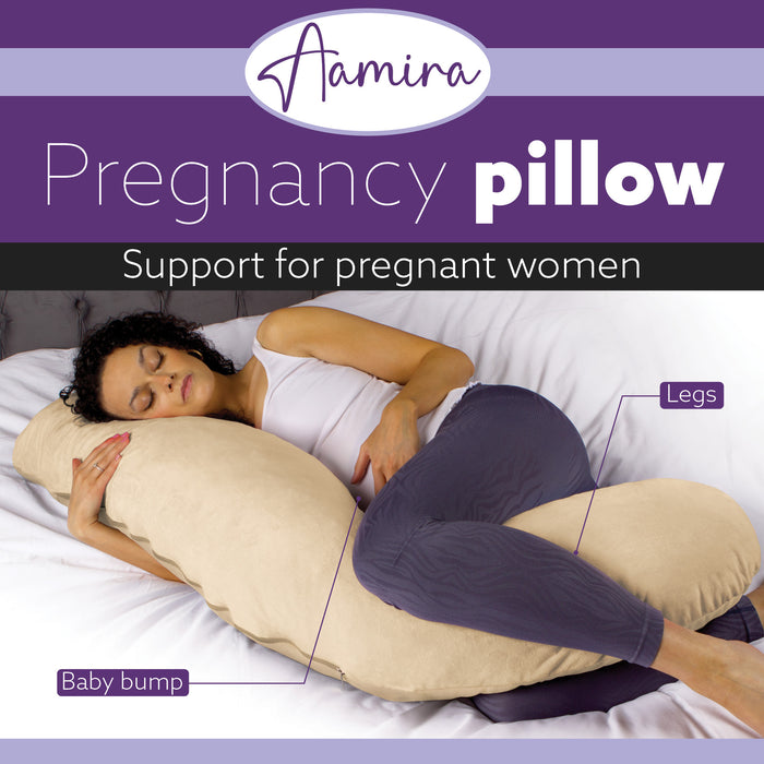 Aamira Aamira Pregnancy Pillow | Cream Memory Foam Maternity Cushion L Shaped