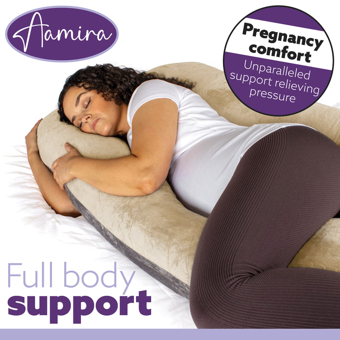 Aamira Aamira Pregnancy Pillow | Cream Memory Foam Maternity Cushion U Shaped