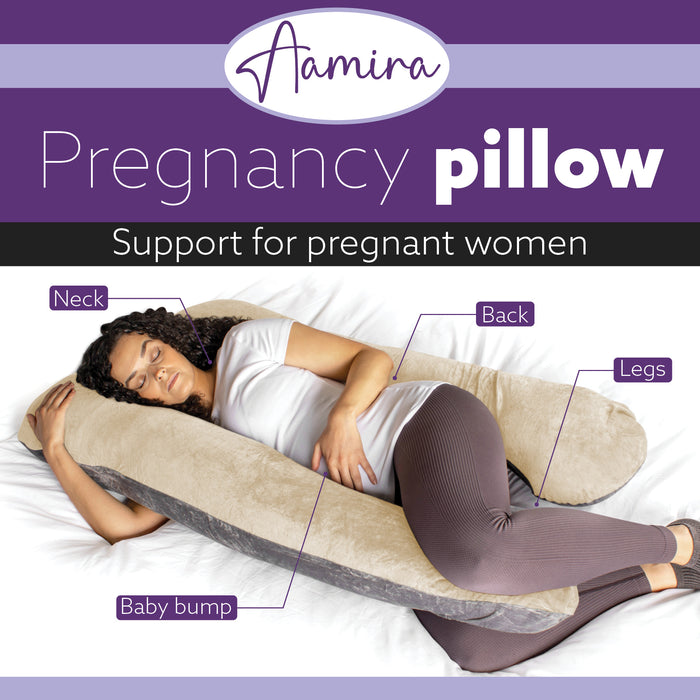 Aamira Aamira Pregnancy Pillow | Cream Memory Foam Maternity Cushion U Shaped