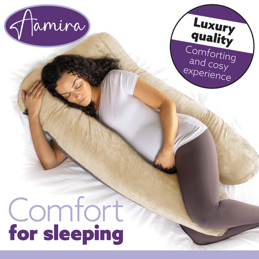 Aamira Aamira Pregnancy Pillow | Cream Memory Foam Maternity Cushion U Shaped