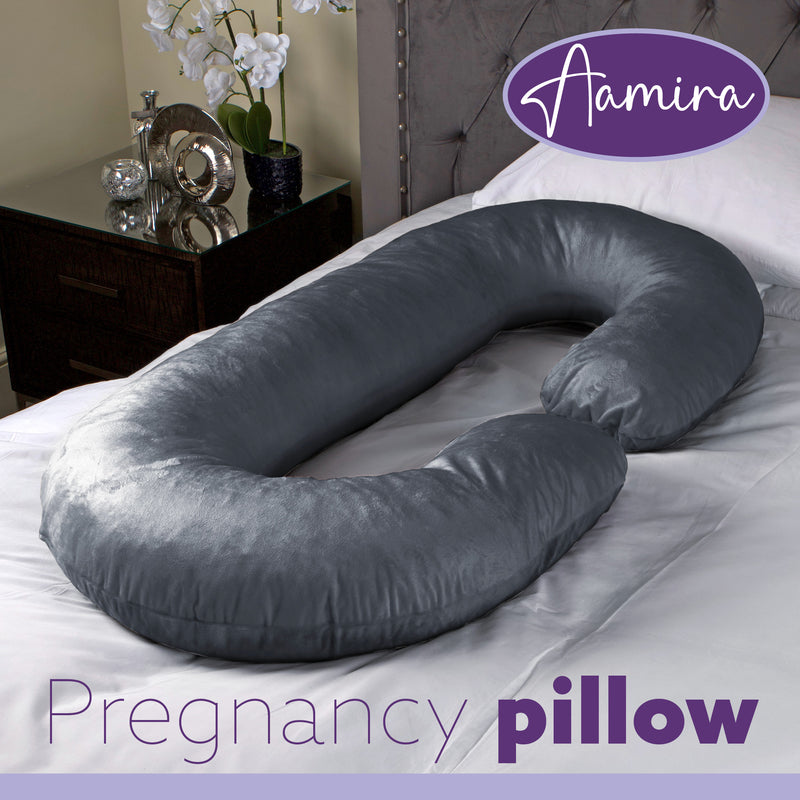 Aamira Aamira Pregnancy Pillow | Dark Grey Memory Foam Maternity Cushion C Shaped