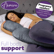 Aamira Aamira Pregnancy Pillow | Dark Grey Memory Foam Maternity Cushion C Shaped