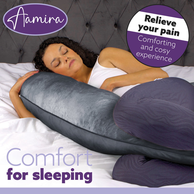 Aamira Aamira Pregnancy Pillow | Dark Grey Memory Foam Maternity Cushion C Shaped