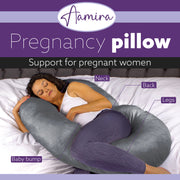 Aamira Aamira Pregnancy Pillow | Dark Grey Memory Foam Maternity Cushion C Shaped