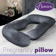 Aamira Aamira Pregnancy Pillow | Dark Grey Memory Foam Maternity Cushion J Shaped