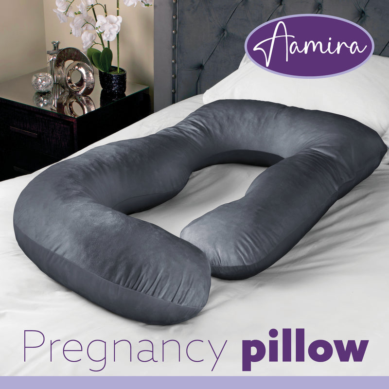 Aamira Aamira Pregnancy Pillow | Dark Grey Memory Foam Maternity Cushion J Shaped