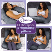 Aamira Aamira Pregnancy Pillow | Dark Grey Memory Foam Maternity Cushion J Shaped