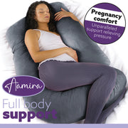 Aamira Aamira Pregnancy Pillow | Dark Grey Memory Foam Maternity Cushion J Shaped