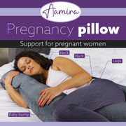 Aamira Aamira Pregnancy Pillow | Dark Grey Memory Foam Maternity Cushion J Shaped